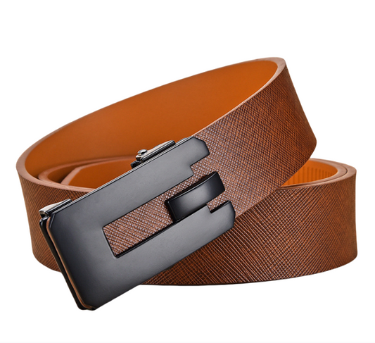 Men's Brown Stylish Automatic Buckle Leather Belt