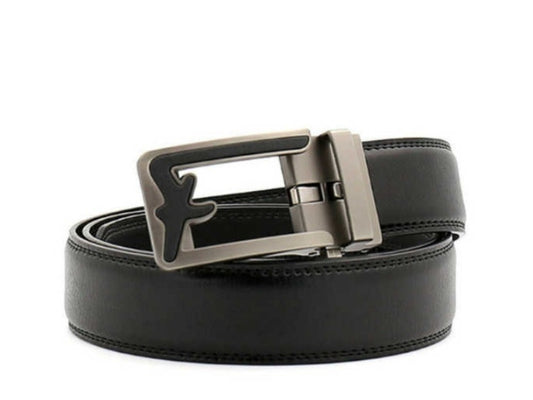 Trendy Men's Black Leather Automatic Buckle Belt