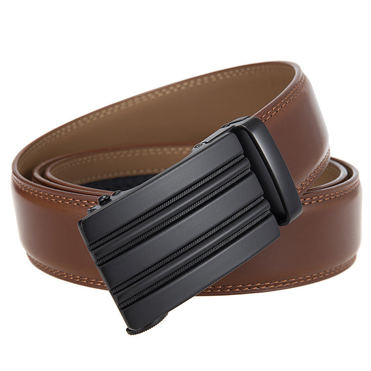 Men's Brown Leather Automatic Buckle Belt