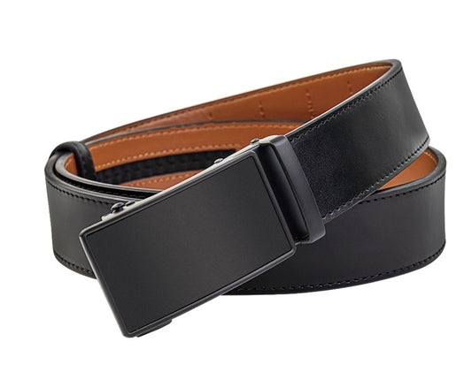 Modern Black Men's Automatic Buckle Leather Belt