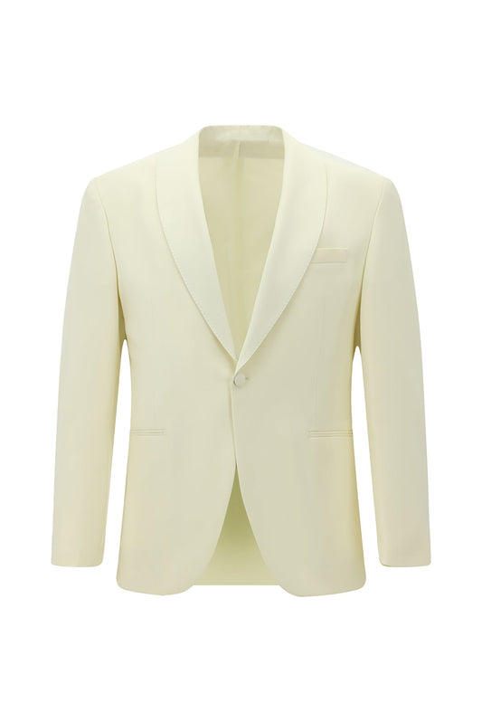Glamorous Cream Wool Shawl Lapel Newest Wedding Men Suits