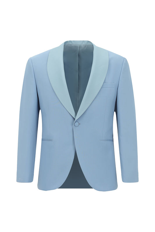 Charming Blue Newest Shawl Lapel Wool Wedding Suits