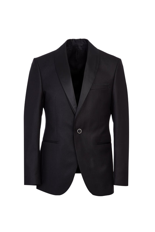 Slim Fit Black Shawl Lapel Bespoke Wool Wedding Suits