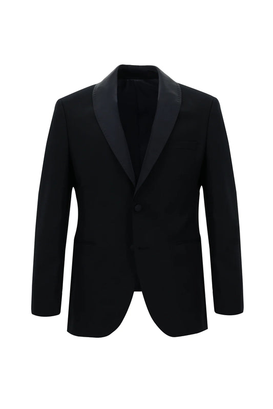 Best Fitted Dark Blue Shawl Lapel Wool Wedding Suits