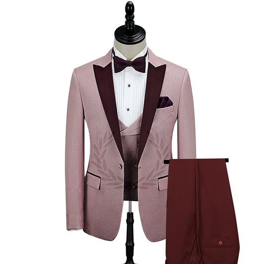 3 Pieces Newest Chic Peaked Lapel Wool Prom Men Suits