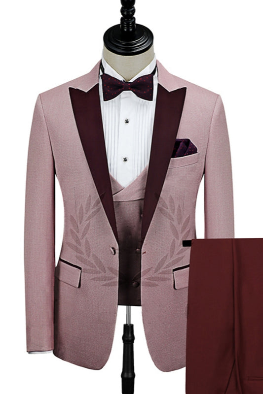 3 Pieces Newest Chic Peaked Lapel Wool Prom Men Suits