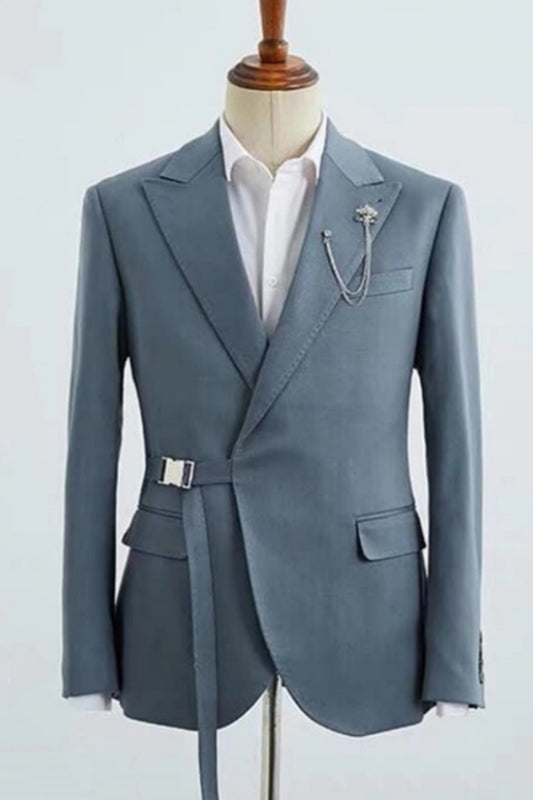 Fancy Morandi Dust Green Wool Prom Men Suits