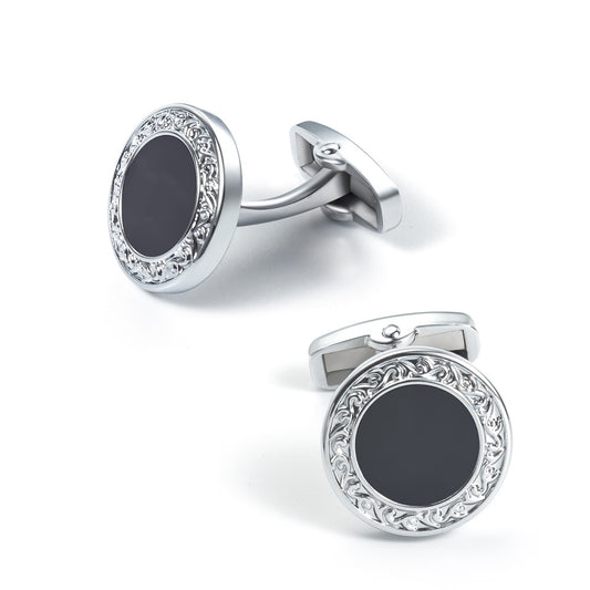 Vintage Carved Cufflinks In Stainless Steel