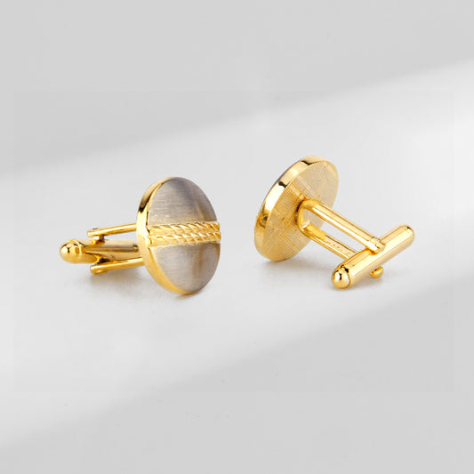 Elegant Gold Frame Brushed Silver Cufflinks