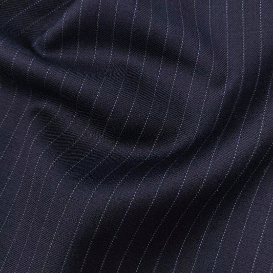 Modern Black Double Breasted Pinstriped Wool Business Suits