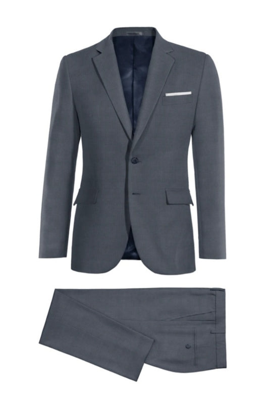 Formal Dark Gray Notched Lapel Pinstriped Wool Business Suits
