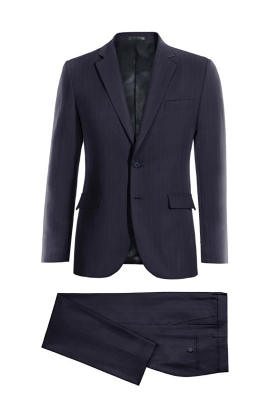 Stylish Deep Purple Pinstriped Notched Lapel Wool Prom Suits