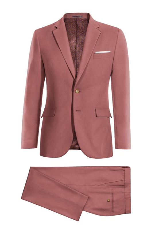 Glamorous Pink Notched Lapel Wool Business Suits
