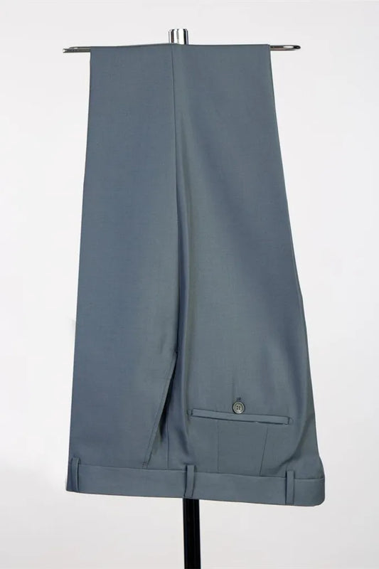 Fancy Gray Double Breasted Shawl Lapel Wool Wedding Suits