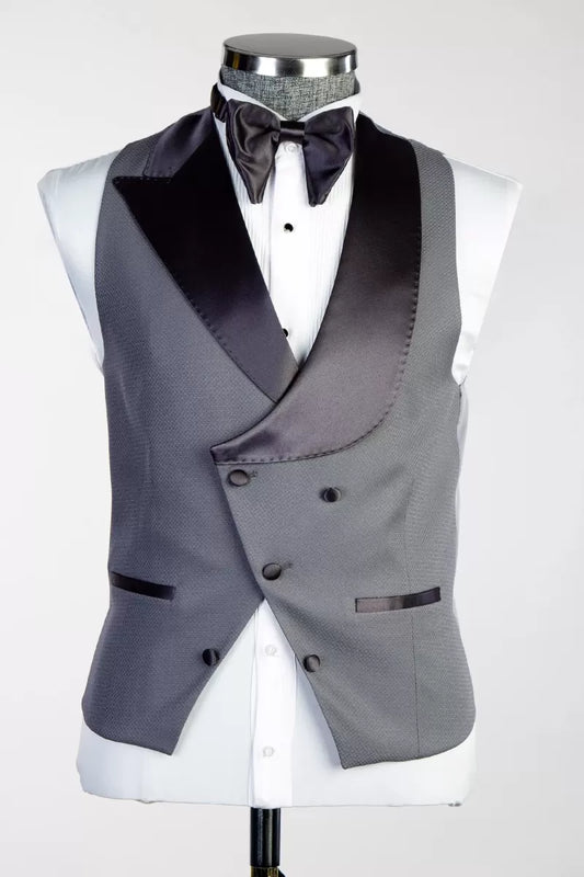 Trendy Gray 3 Pieces Shawl Lapel Wool Wedding Suits