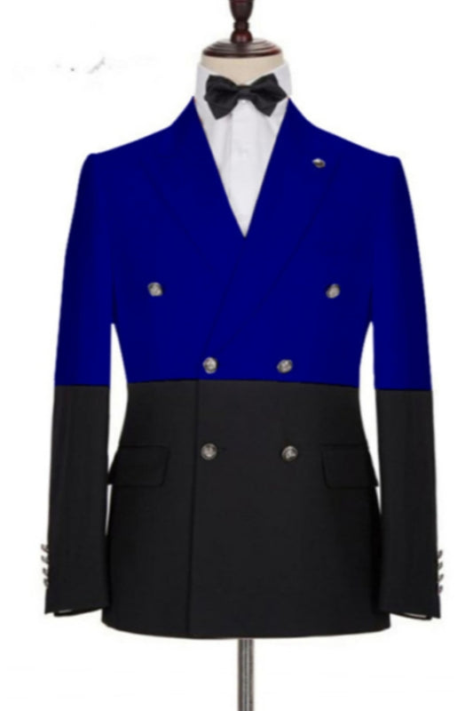 Bespoke Royal Blue Double Breasted Peaked Lapel Prom Suits