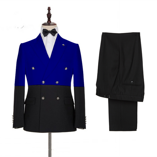 Bespoke Royal Blue Double Breasted Peaked Lapel Prom Suits