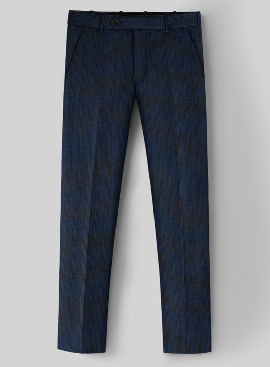 New Arrival Blue Striped Notched Lapel Wool Business Suits