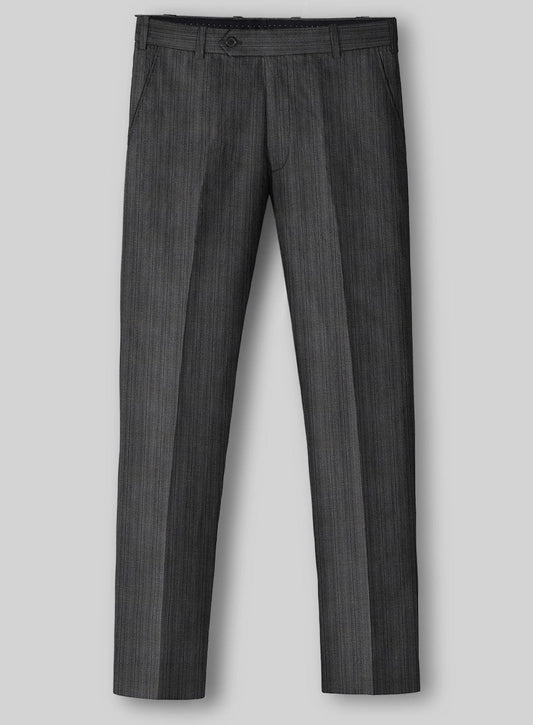 Handsome Gray Striped Notched Lapel Wool Business Men Suits