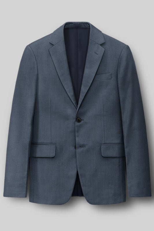 Fancy Space Blue Notched Lapel Wool Business Men Suits