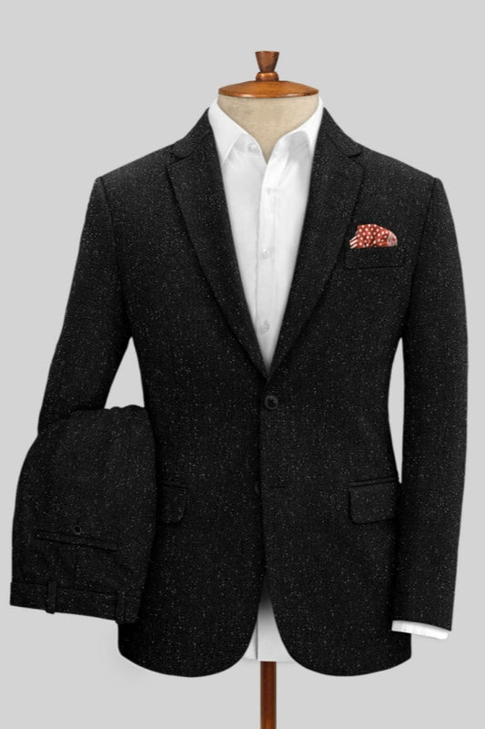 Classical Black Sparkle Notched Lapel Wool Prom Men Suits