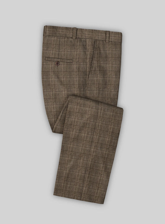 Classical Brown Plaid Notched Lapel Business Suits