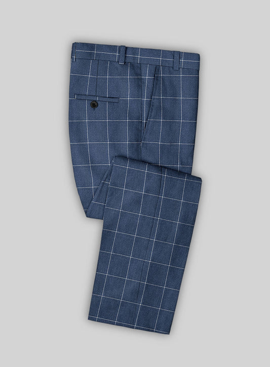 Fancy Blue Newest Plaid Notched Lapel Business Suits