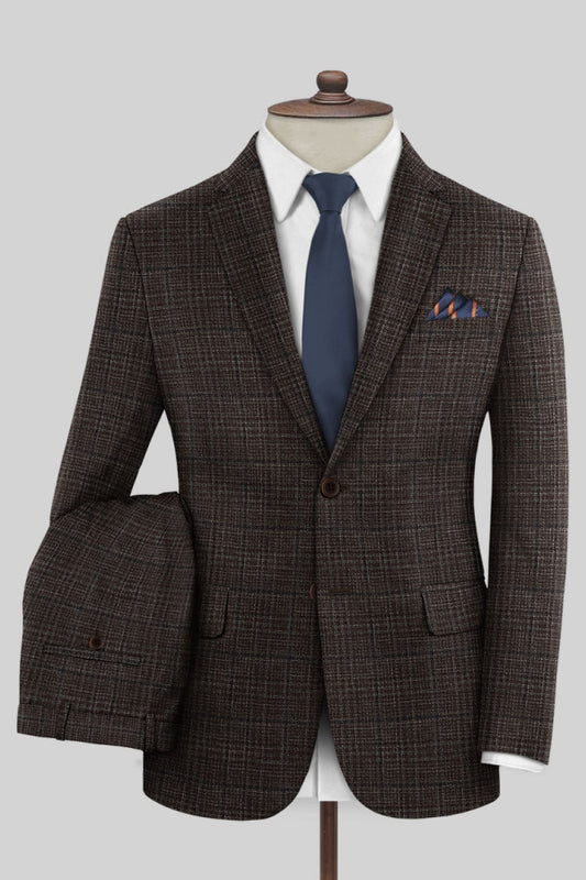 New Arrival Brown Plaid Business Suits For Men