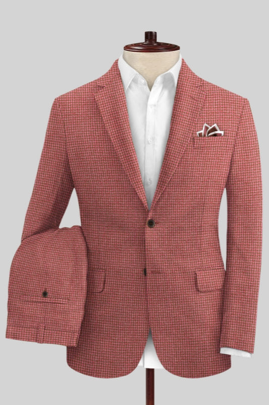 Glamorous Pink Plaid Notched Lapel Prom Suits