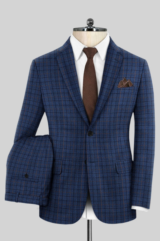 Dark Blue New Arrival Plaid Business Men Suits