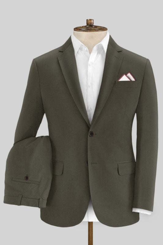 Modern Gray Slim Fit Wool Business Men Suits