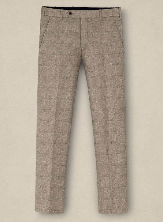 Gentle Khaki Plaid Notched Lapel Business Men Suits