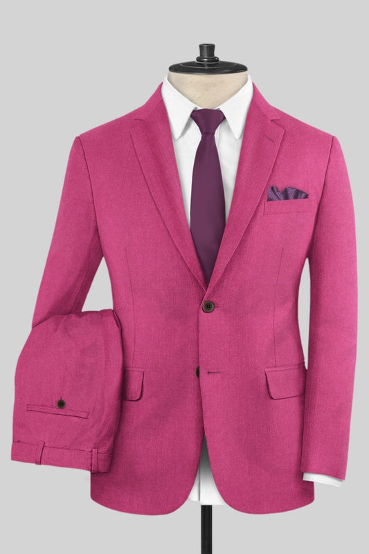 Handsome Pink Chic Wool Notched Lapel Prom Suits
