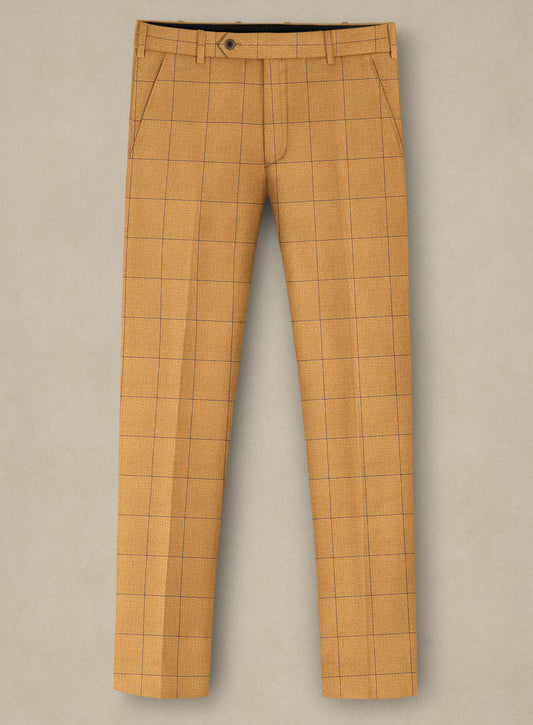 Modern Tan Stylish Plaid Notched Lapel Business Men Suits