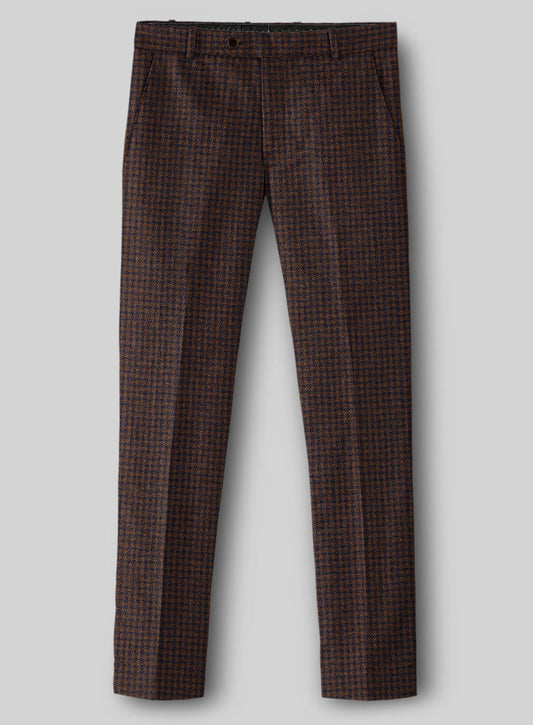 Dark Brown Houndstooth Notched Lapel Business Suits