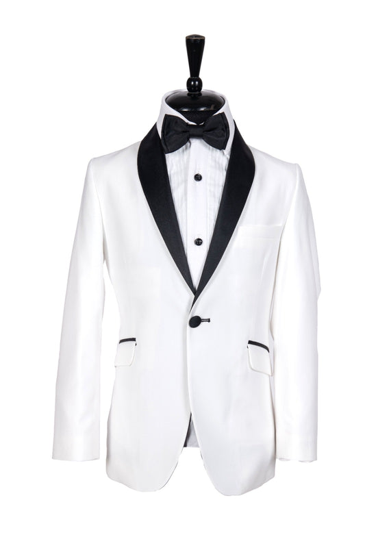 Handsome White Shawl Lapel Wool One Button Classical Wedding Suits