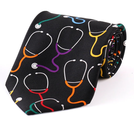 Distinctive Black Medical Themed Tie