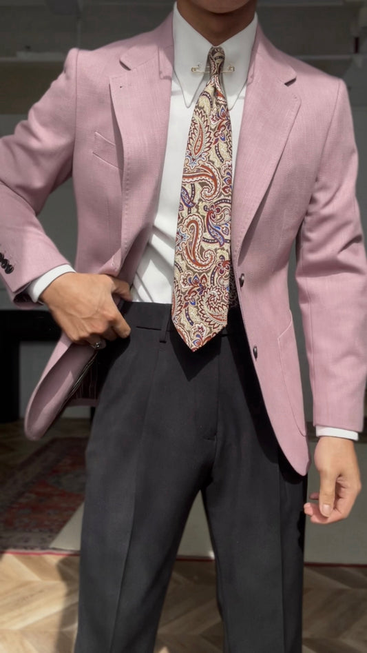 Glamorous Pink Notched Lapel Wool Prom Suits