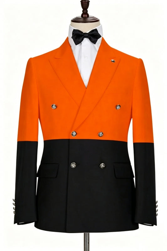 Glamorous Orange Double Breasted Prom Men Suits