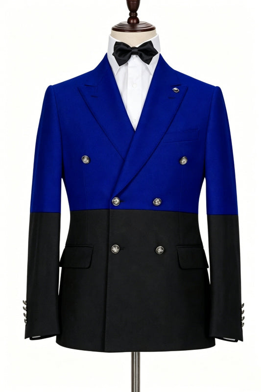 Bespoke Royal Blue Double Breasted Peaked Lapel Prom Suits