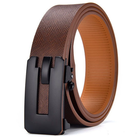 Men's Brown Stylish Automatic Buckle Leather Belt