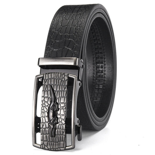 Newest Men's Black Crocodile Pattern Leather Belt