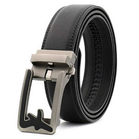 Trendy Men's Black Leather Automatic Buckle Belt