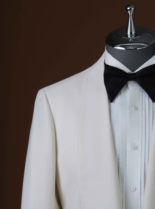 Gentle White Shawl Lapel Stylish Wool Wedding Suits