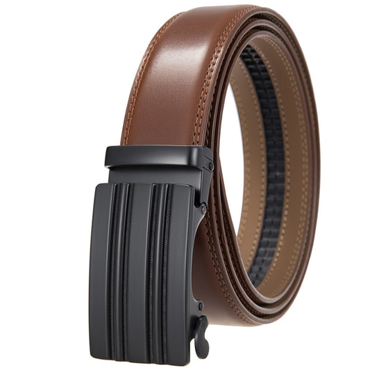 Men's Brown Leather Automatic Buckle Belt
