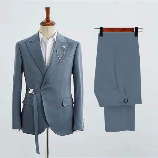 Fancy Morandi Dust Green Wool Prom Men Suits