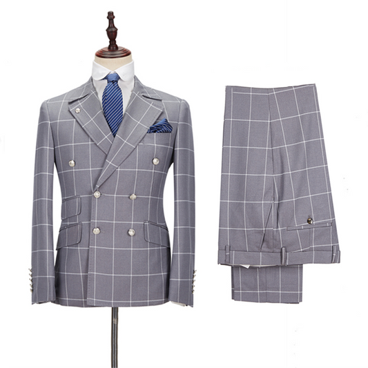 Gray New Arrival Slim Fit Peaked Lapel Business Suits