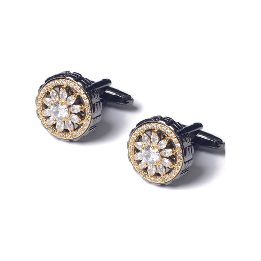 Luxury Golden Floral Diamond Cufflinks