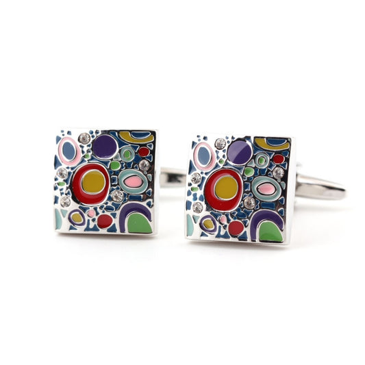 Colorful Geometric Enamel Cufflinks