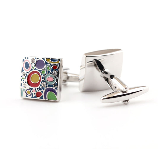 Colorful Geometric Enamel Cufflinks